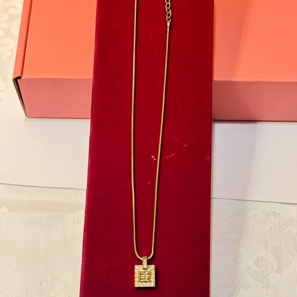 Givenchy Gold and Silver Square Pendant Necklace - Picture 12 of 14